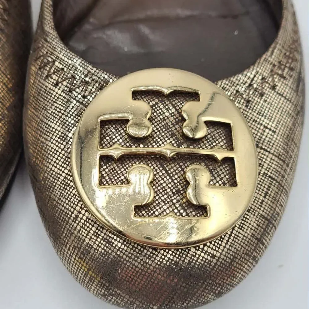 Tory Burch Reva Rare Metallic Ballet Flats size 7 1/2